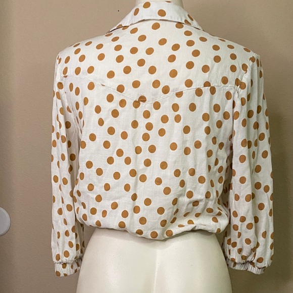 Zara White & Tan Polka Dots cropped viscose summer top 💕💕 M - Picture 5 of 8